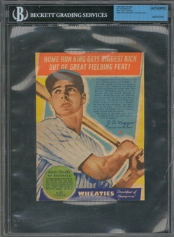 1938 Wheaties Series 10 "Biggest Thrills Of Baseball" #11 Joe DiMaggio Panel – BGS Authentic 